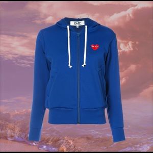 Comme des garçon play hoodie in Navy size small